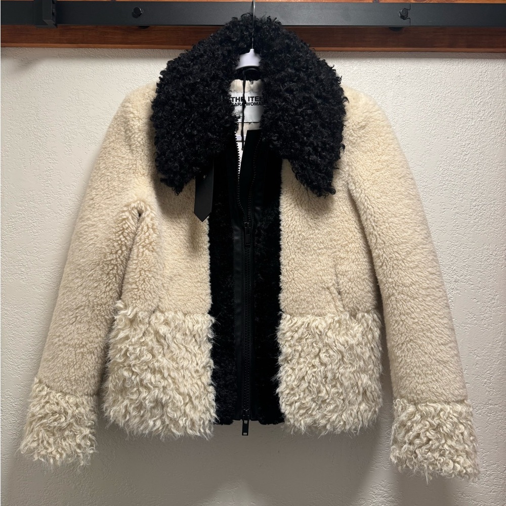 NWT ZARA Cream and Black Teddy Jacket